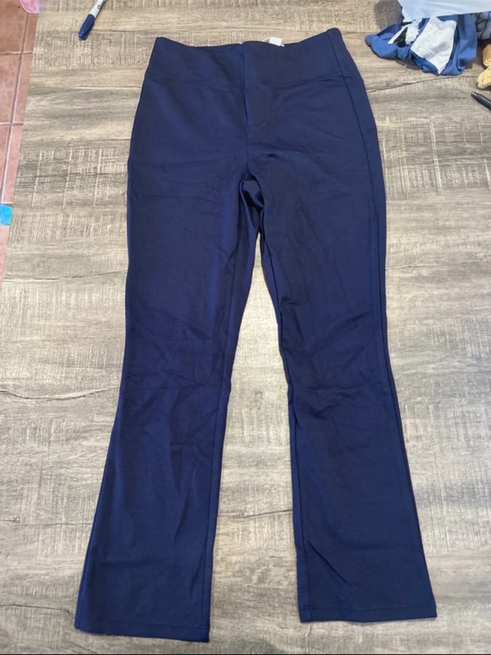HALARA Navy Flare-Leg Stretch Work pants
